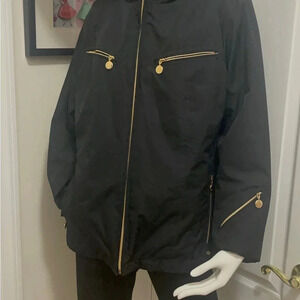 Calvin Klein stunning jacket gold hardware with double zipper.